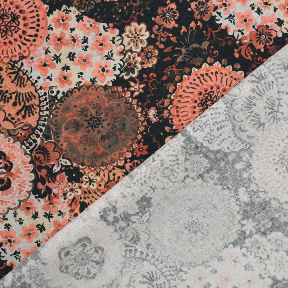 Poplin katoen roos met bloemenpatroon - Poppy